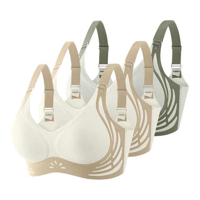 Brasier Tela de Mantequilla Tela de Mantequilla 3 Piezas de Sujetador Grande con Hebilla Frontal y Borde de Encaje para Mujer, sin Aro de Acero, Ajuste sin Costuras para Yoga y Dormir Grande