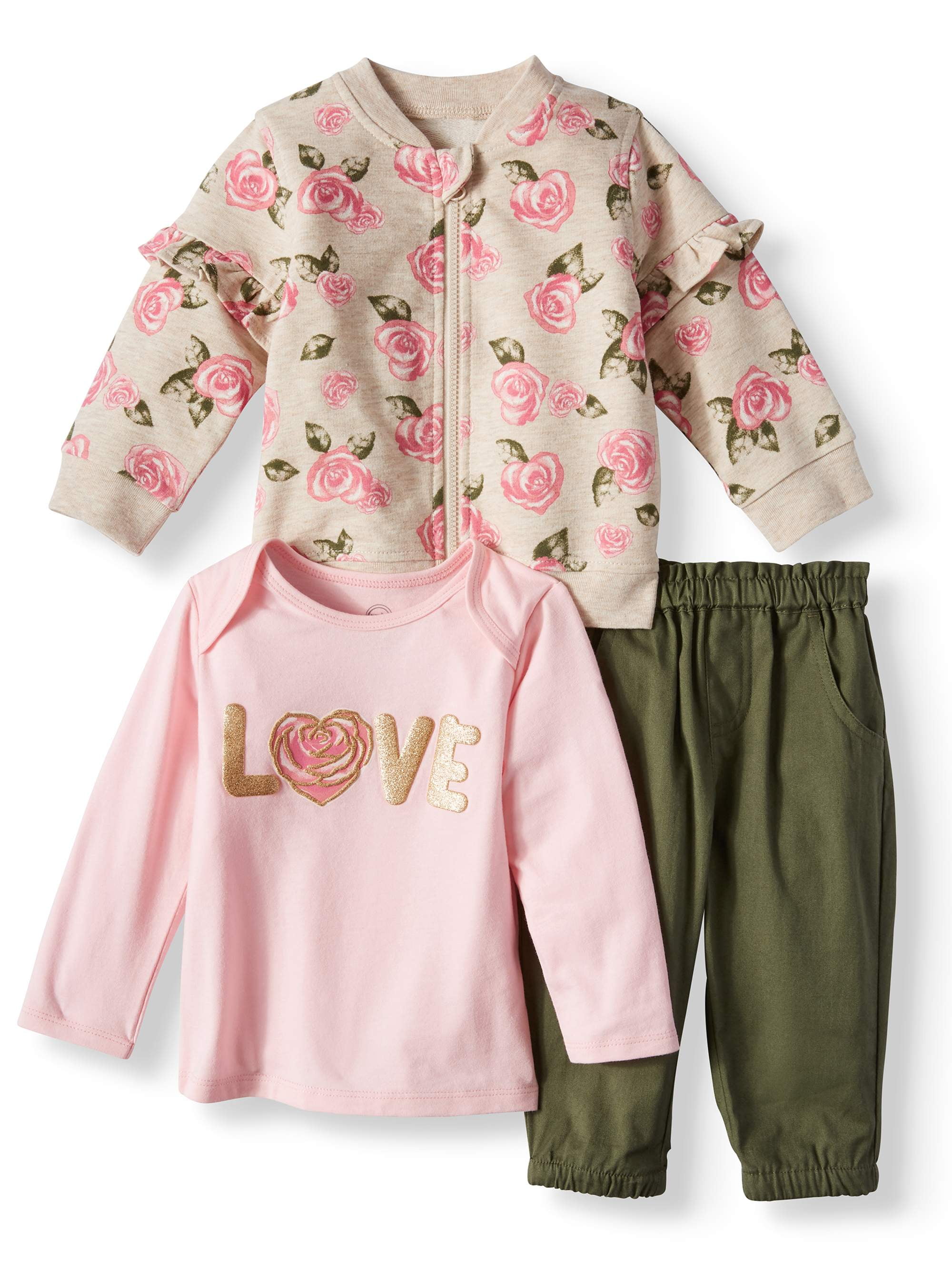 Toddler Baby Girls Off Shoulder Top shirt- Pants -Headband Outfit 3 piece set main image 1