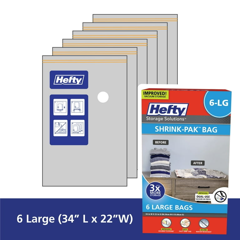 Hefty Shrink-Pak Storage Solutions - Vacuum or Press Storage Bags