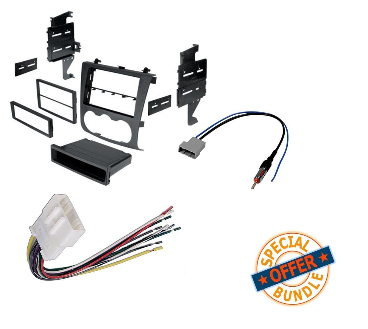Stereo Single Double DIN Install Dash Kit w/Harness for 2007-2011 Nissan Altima 