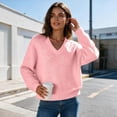 thumbnail image 4 of yillto Womens Fall Sweaters Knit Long Sleeve Warm Tops V Neck Pullover Sweater Solid Color Winter Clothes, 4 of 7