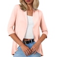 thumbnail image 1 of Women Cardigan Three Quarter Sleeve Solid Color Soft Elastic Casual All Occasions Wear, 1 of 4