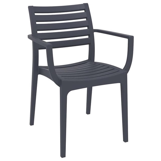 Compamia Artemis Chaise de Salle à Manger d'Extérieur pour Patio avec Accoudoirs, Gris Foncé