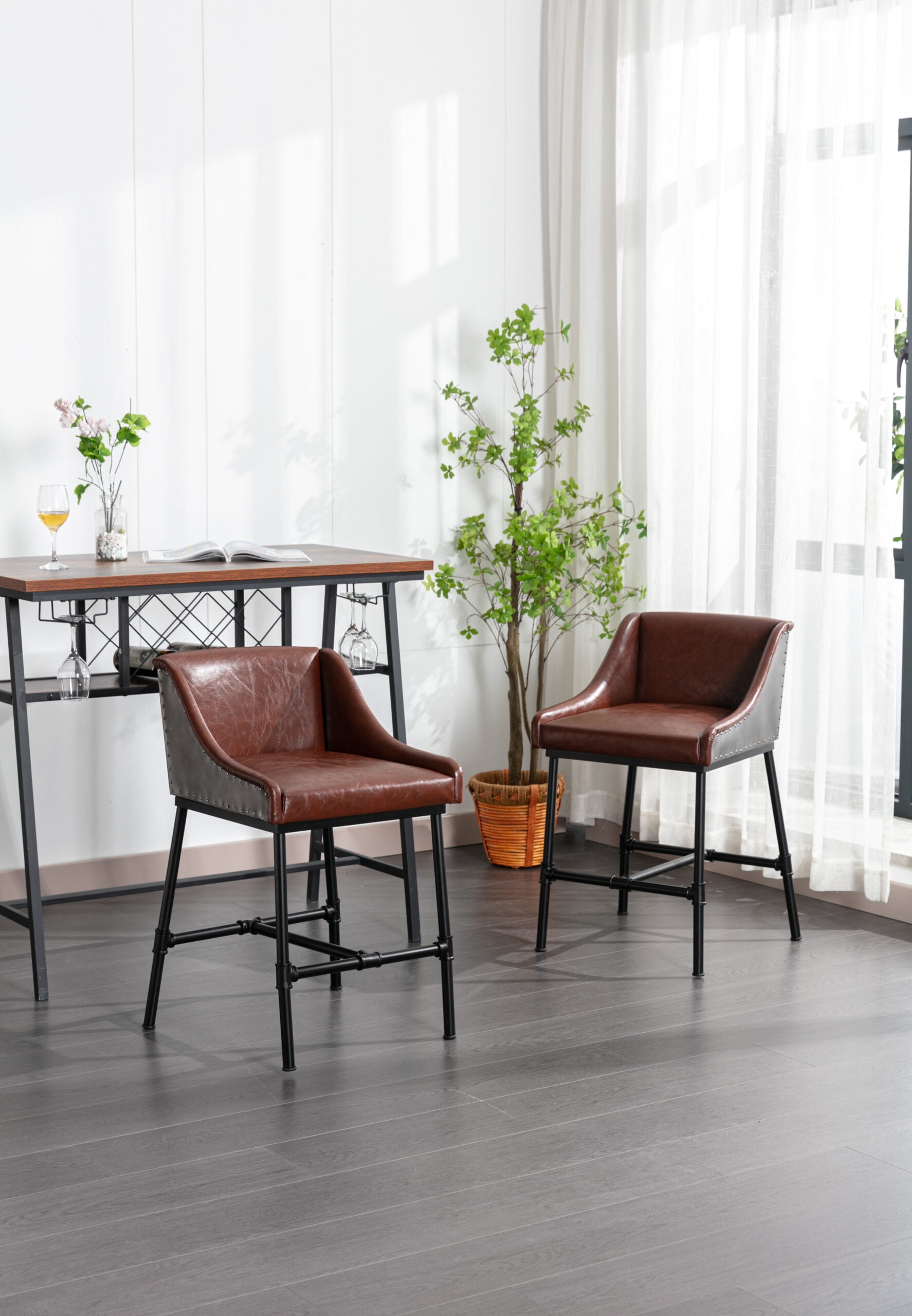 Boraam Parlor Faux Leather Adjustable Bar Stool - Desert Red