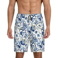 thumbnail image 2 of Picia Blue Paisley Pajama Shorts for Men, Men's Pajama Bottoms, Sleepwear,Short Pajama Pants-Small, 2 of 9