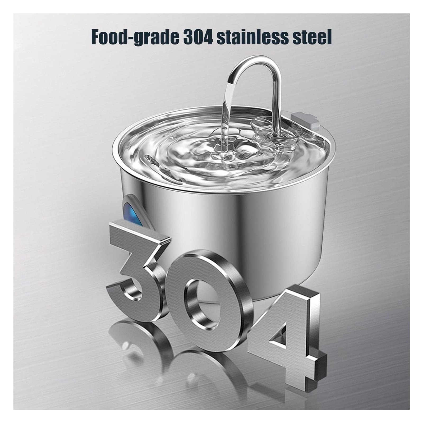 Dog Water Fountain, Stainless Steel Powdered Water Fountain,Large Capacity, Circulation Filtration