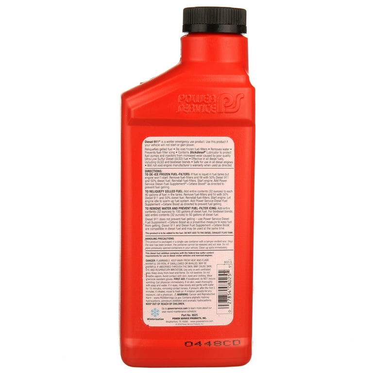 Power Service Diesel Fuel Additive, Amber, 32 Oz., Restores Flow