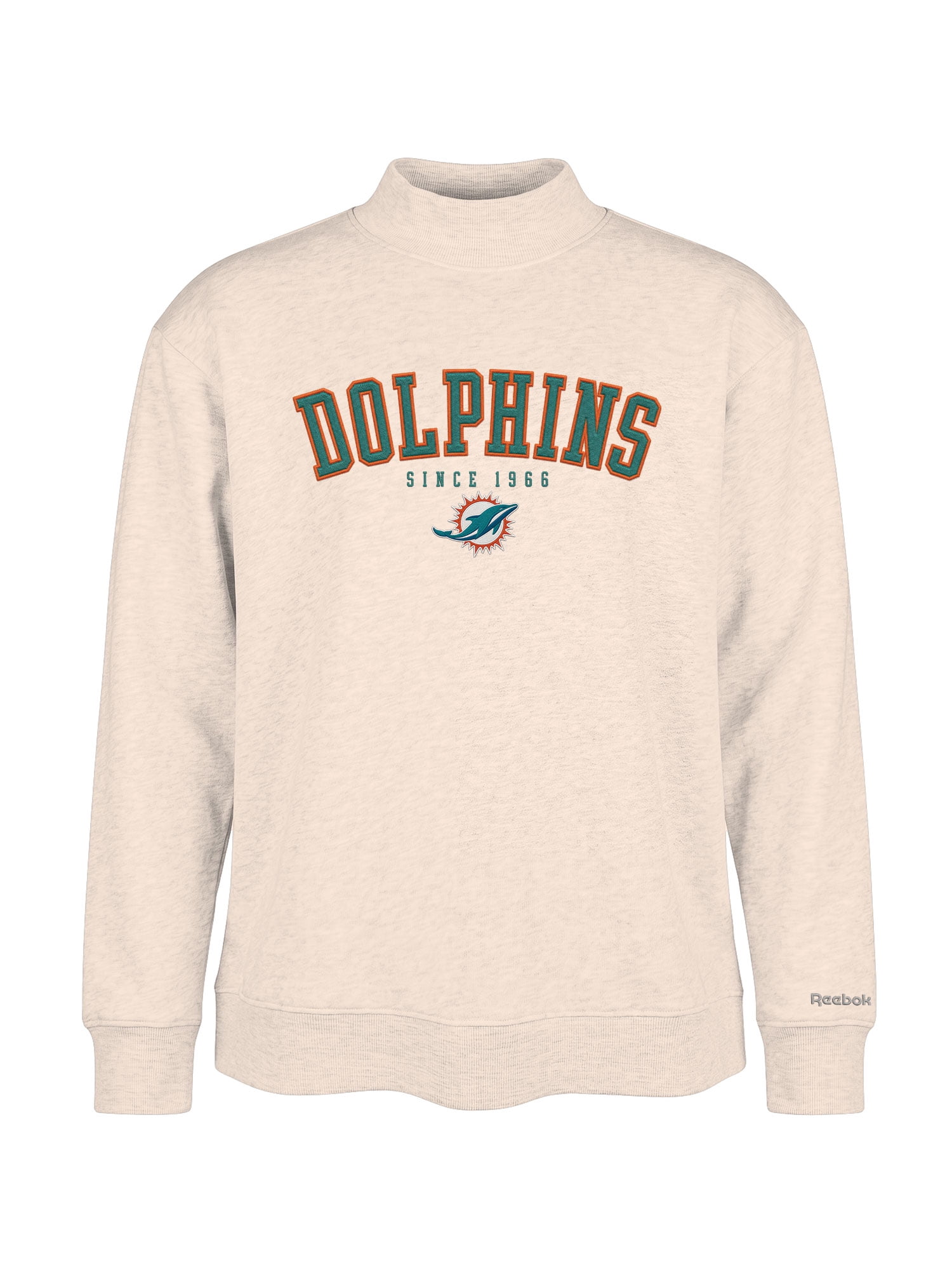 Miami Dolphins Reebok Womens Oat Mock Neck Oversized Tunic Sweatshirt