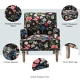 thumbnail image 3 of Accent Chair Upholstered Armchair Single Sofa Couch Lounge Seat Wooden Legs Nailhead Trim Bedroom Living Room Office Floral Black, 3 of 10