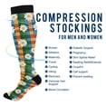 thumbnail image 2 of FORMRS Womens Knee High Socks Casual Long Thick Travel Daily Wear, 2 Pairs, Green Checkered Daisy, 2 of 6