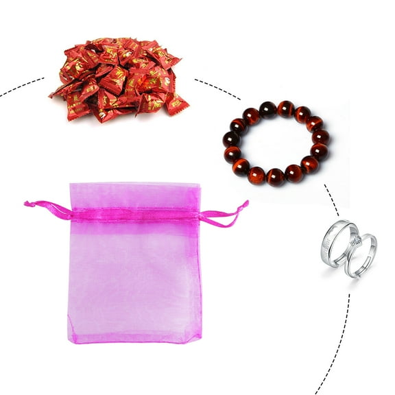 MERRYHAPY Drawstring Bags Rosy Organza for Festivals and Parties 100Pcs