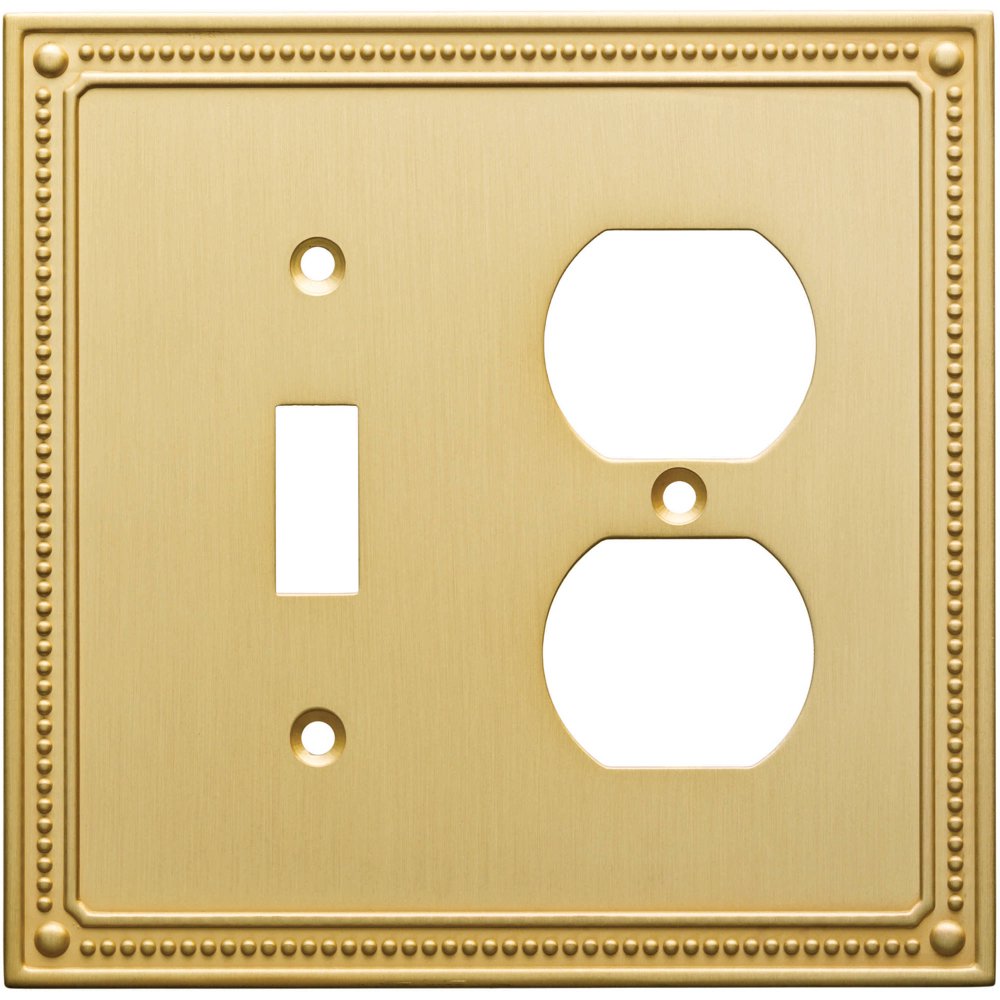 Franklin Brass Classic Beaded Switch/Duplex Wall Plate in Brushed Brass
