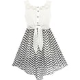 thumbnail image 1 of Robe Fille Dentelle à Chiffon Rayée Noir Blanc Taille Nouée 14 Ans, 1 of 5