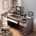 thumbnail image 4 of Escritorio para Computadora con 4 Cajones, Cajón para Archivos y Bandeja para Teclado, Mesa de Oficina Minimalista con Amplio Almacenamiento para Home Office y Estudio, 4 of 12