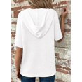 thumbnail image 2 of YATELLE Womens Summer Waffle Knit Short Sleeve Tops Lightweight Drawstring Hoodies Button V Neck Casual Blouses Shirts, 2 of 5