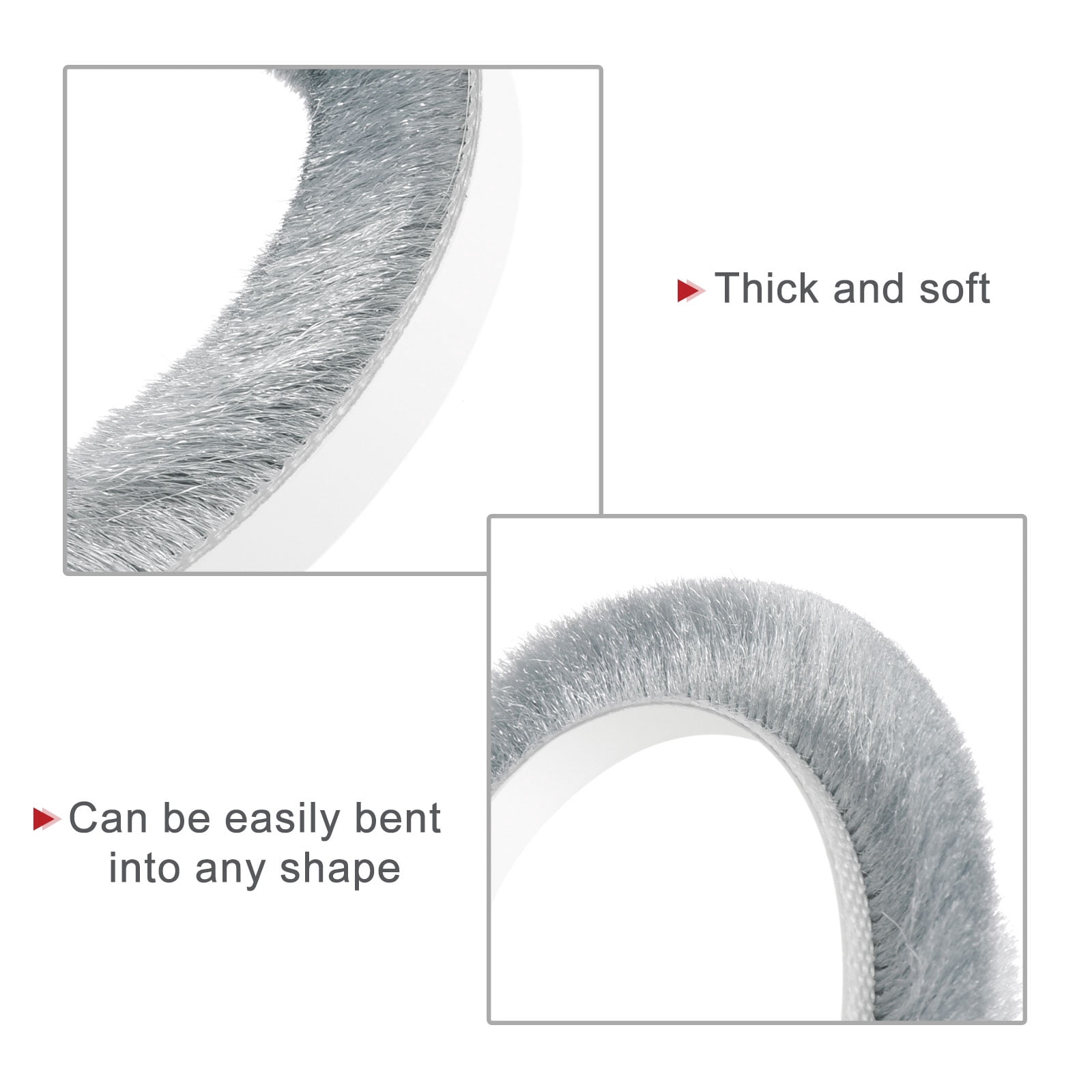 Uxcell Weather Stripping Brush, 65ft l x 0.28" W x 0.47" H Self-Adhesive Seal Weatherstrip Sweep Brush Gray for Door Window