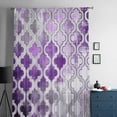 thumbnail image 5 of Purple Morocco Semi Sheer Curtains Drapes for Living Room, Bedroom, French Doors Window 96 Inches Long, Rustic Country Smear Street Mottled Art Rod Pocket Chiffon Curtain Drapery Voile Drape Panel, 5 of 6