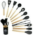 thumbnail image 3 of Banome 12 Pcs Kitchen Utensils Set, Non-Stick Silicone Cooking Utensils Set, Insulation Wooden Handle Kitchen Accessories for Cooking(Black), 3 of 5