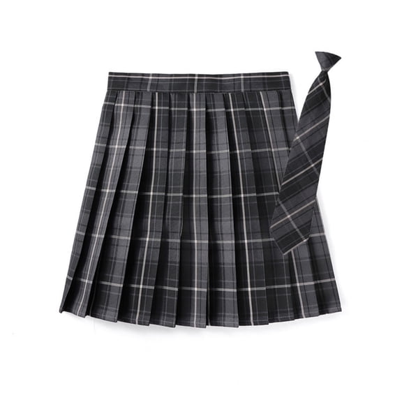 WOYY Plaid Pleated School Skirt for Girls Preppy Uniform Skirt with Built-In Shorts, Black, Sizes 9-18