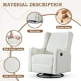 thumbnail image 6 of Lunale Swivel Glider Rocking Chair for Nursery, Wingback Upholstered Glider Rocker for Living Room, Beige Chenille Fabric, 6 of 8