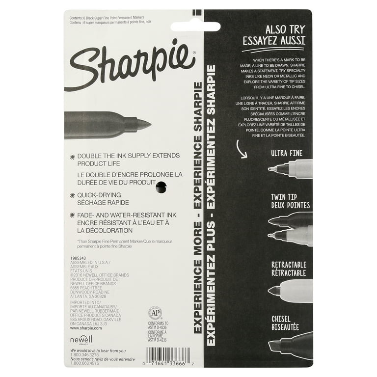 Sharpie - Marqueurs permanents à pointe fine, noir, paq. de 2
