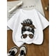 thumbnail image 1 of Girl with Glasses and Leopard Print Graphic Tee - Soft, Stretchy, Round Neck Short Sleeve T-Shirt for Girls, Casual Summer Top for Outdoor Activities, 7-14 Years, Casual Summer Wear | Playful Print T, 1 of 6