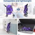 thumbnail image 5 of Dkelincs 3 Wheel Dog Stroller Folding Pet Stroller Travel Dog Carriers for Small Dogs with Free Pad & Cup Holder, Purple, 5 of 7