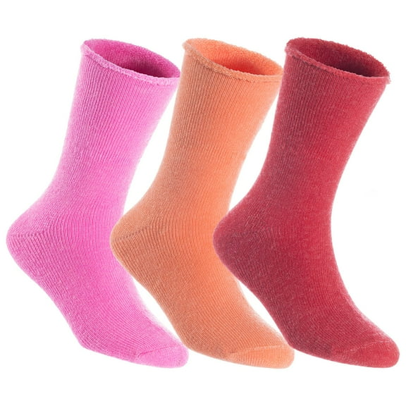 Lian LifeStyle Fantastic Children's 3 Pairs Wool Crew Socks Super Comfortable, Soft, and Durable LK0601 Size 9Y-11Y Rose,Orange,Red