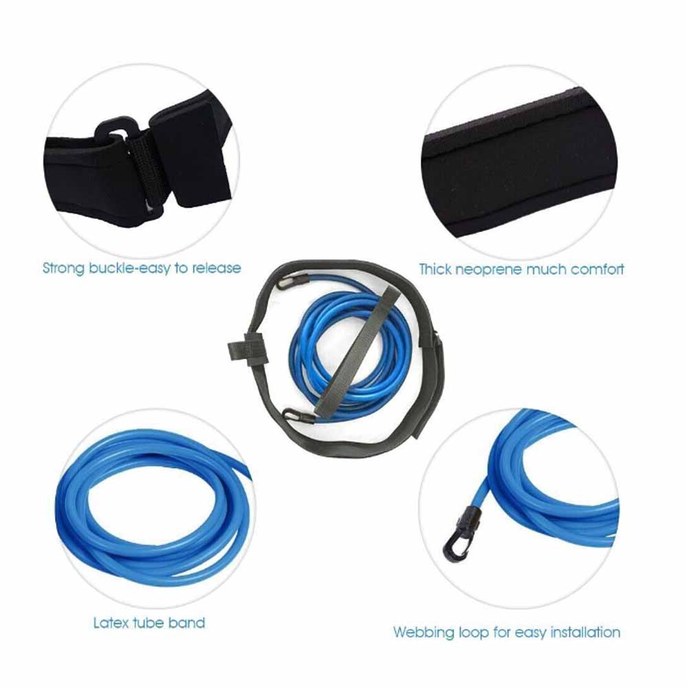 Stationary Swimming Tether Green Swim Training Resistance Belt - 3 Meter  For Endless Pool Workouts Pool Training Equipment