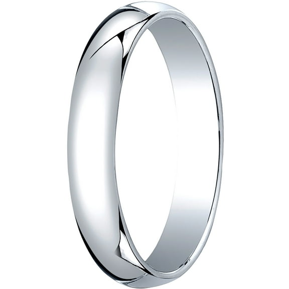 Mens 14K White Gold, 4.0mm Traditional Dome Oval Wedding Band (sz 6.5)