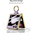 thumbnail image 4 of case for Samsung Z Flip 5 Case with Ring, Galaxy Z Flip 5 Case with Ring, Weave Fabric Business Style Protective Case Designed Samsung Galaxy Z Flip 5 Case, Purple Color, 4 of 14