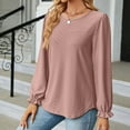 thumbnail image 2 of Baberdicy Womens Tops Women's Long Sleeve T Shirt Fashion Crew Neck Tops Solid Color Casual Blouses Plus Size Tops for Women Hot Pink, 2 of 7