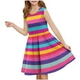 thumbnail image 1 of WRKEKC Robe d'Été pour Filles, Robe Décontractée pour Filles, Robe Sans Manches Extensible Ligne A Robe de Récital Scolaire Patineuse Manches Courtes Col Rond 9 Ans, 1 of 6