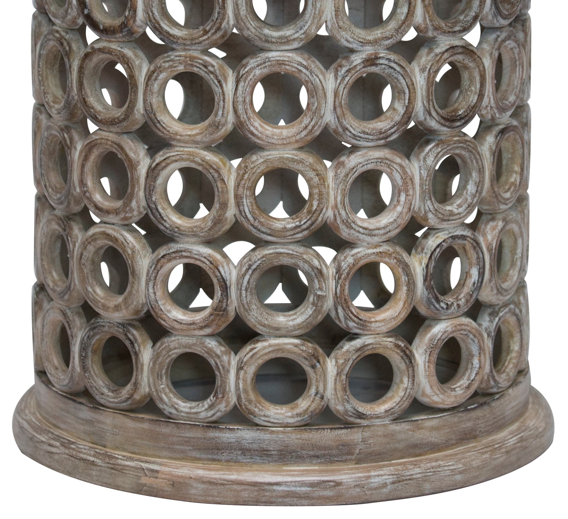 LR Home Terra Round Indoor Side End Table, Graywash Finish