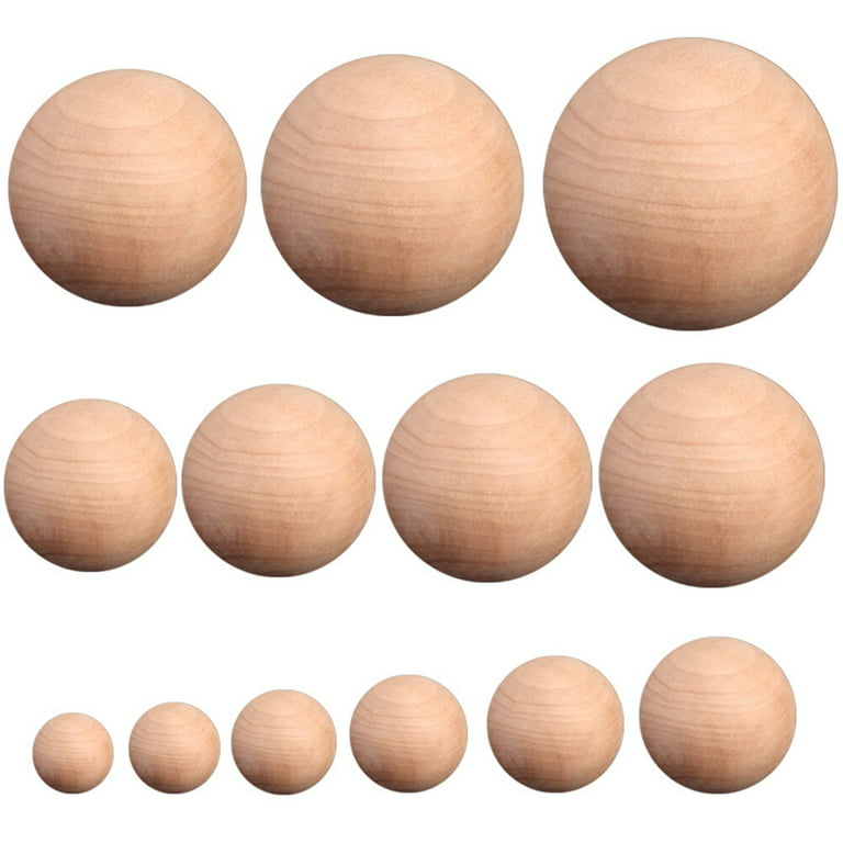 10PCS Wood Ball Round Shape Natural Unfinished Wooden Round Craft Ball  Sanded Smooth Solid Wood Balls