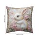 thumbnail image 3 of Funda de almohada con estampado digital 3D de conejo | Diseño de bordado falso | Tejido de poliéster | Funda de cojín decorativa para sofá cama de 45 x 45 cm, 3 of 6