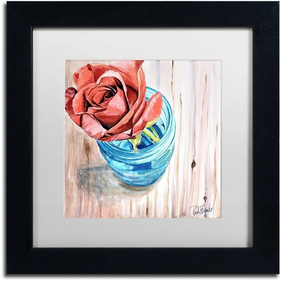 Trademark Fine Art "Rose in Jar" Canvas Art by Jennifer Redstreake White Matte, Black Frame