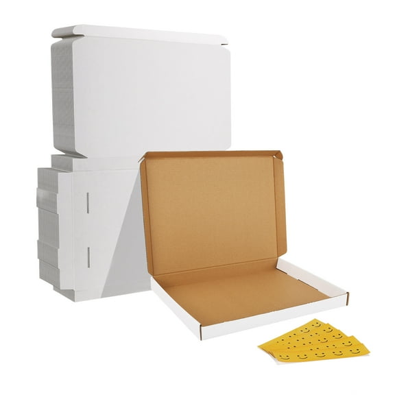 MEBRUDY  25 Pack 12x9x1 Shipping Boxes, Corrugated Cardboard Mailer Box for Packing Mailing Small Business, White
