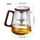 thumbnail image 2 of Tetera de vidrio transparente de 800 ml con infusor y mango de madera for té en flor, té suelto y preparación de té, 2 of 8