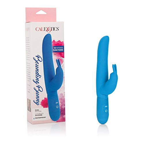 CalExotics Bounding Bunny - Waterproof Rabbit Vibrator Toy for Couples - Adult Sex Clitoral G Spot Massager - Blue