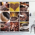 thumbnail image 1 of Ambesonne Coffee Shower Curtain, Coffee Photos Girds, 69"Wx70"L, Brown Mustard, 1 of 3