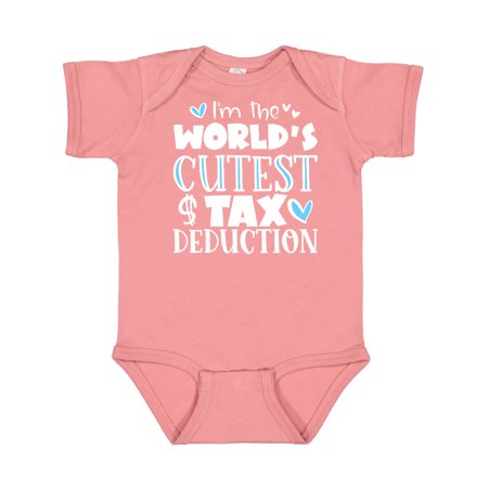 

Inktastic I m the World s Cutest Tax Deduction Blue Hearts Gift Baby Boy or Baby Girl Bodysuit
