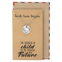 Quan Jewelry Teacher Gifts for Women Engraved Apple Necklace with Greeting Card