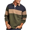 thumbnail image 4 of Aobny T Shirts for Man Striped Oversized Vintage T-Shirts Collared Polos Long Sleeve Big & Tall Tee Shirts,Green,L, 4 of 5
