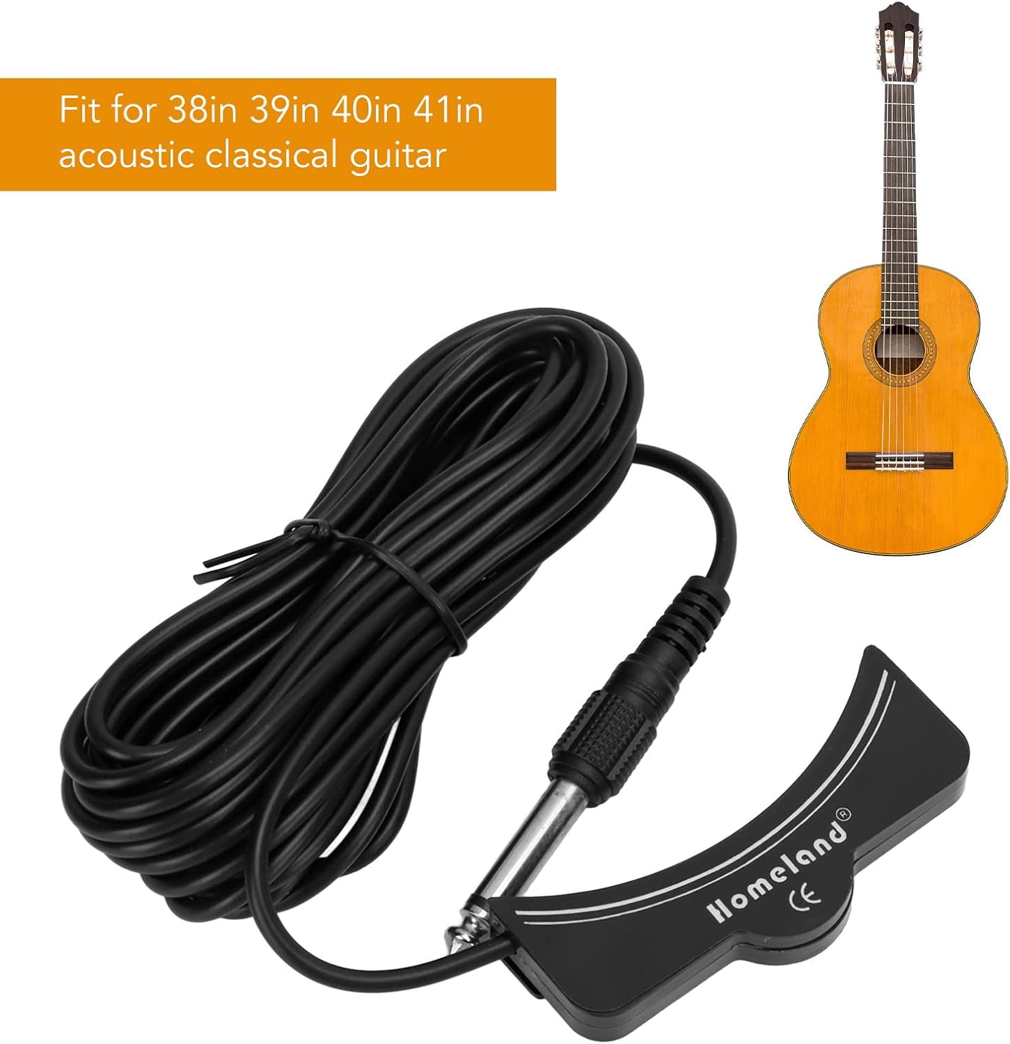 Acoustic Guitar Sound Hole Pickup High Sensitivity Magnetic Transducer Low Noise With Audio Cable For Classical Folk Guitars Black