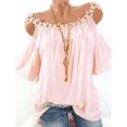 thumbnail image 1 of Womens  Neck Plus Size Cold Shoulder Tee Tops Summer Shirts Loose Blouse, 1 of 2