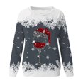 thumbnail image 4 of Fgnfyis Chandails en Molleton de Sport Décontractés à Manches Longues Raglan Col Rond Imprimé Flocon de Neige Rouge de Noël pour Femmes Doublé Gris Foncé L, 4 of 4
