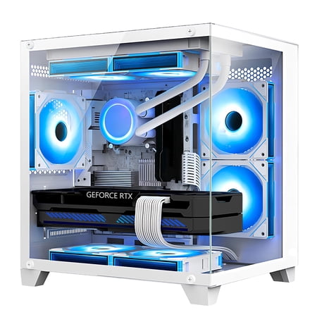 HELLOLAND Gaming PC -AMD Ryzen 5 5600X 3.7 GHz- RX 6500XT 4GB-16GB DDR4 RAM-1TB M.2 +2TB SATA SSD-240 Liquid Cooler -WiFi &Bluetooth -RGB Fans-Windows 11 Pro Desktop Computer-White