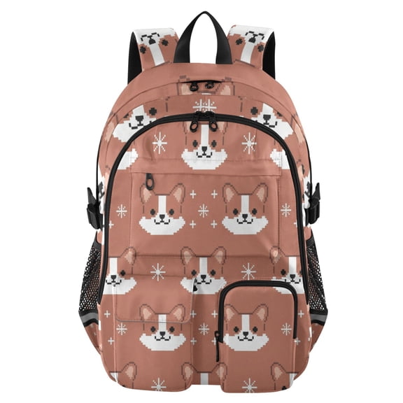 DIXRUYEE Animal Dog with Snowflakes Backpack for School 14”Laptop Compatible with Reflective Safety Strips