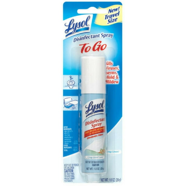6 Pack Lysol Disinfectant Spray To Go, Crisp Linen, 1 oz Walmart